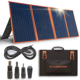 KingBoss Portable 120w Solar Panel High Efficiency Waterproof; with Multiple Outputs and 3-Kickstand; Foldable Design for Optimal Solar Coverage;  a