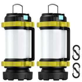 2Pcs Camping Lantern Rechargeable Flashlight Torch Power Bank Portable Tent Light Lamp USB Rechargeable for Hiking Fishing Emergency Outdoor