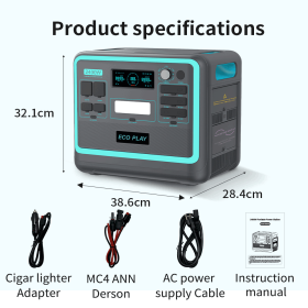 Portable Power Station;  2048Wh LiFePO4 Battery Backup;  1.8H Fast Charging;  2400W AC Outlets(4800W Peak);  25A RV Output;  Solar Generator for Outdo