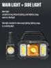 Multi-functional Rechargeable LED Flashlight Work Light Portable Carry Light Solar Charging Support 6 Lighting Modes